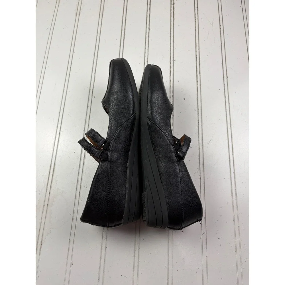 Style Step Black Mary Jane Double Strap Comfort Work Flats Women's Size 7.5